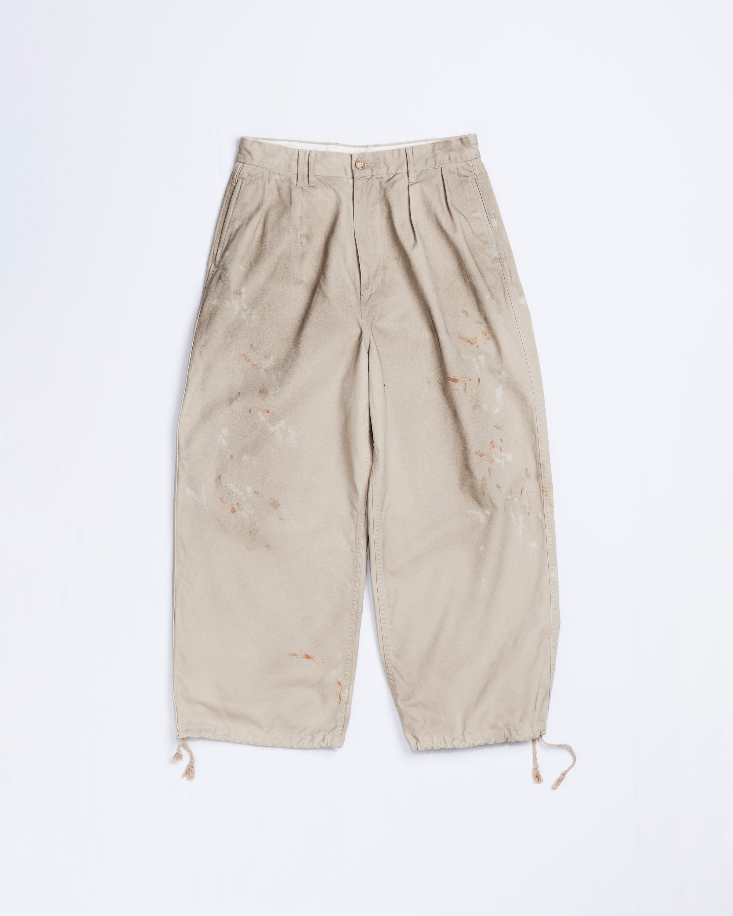 DIRTWORK WIDE CHINO TROUSERS BEIGE