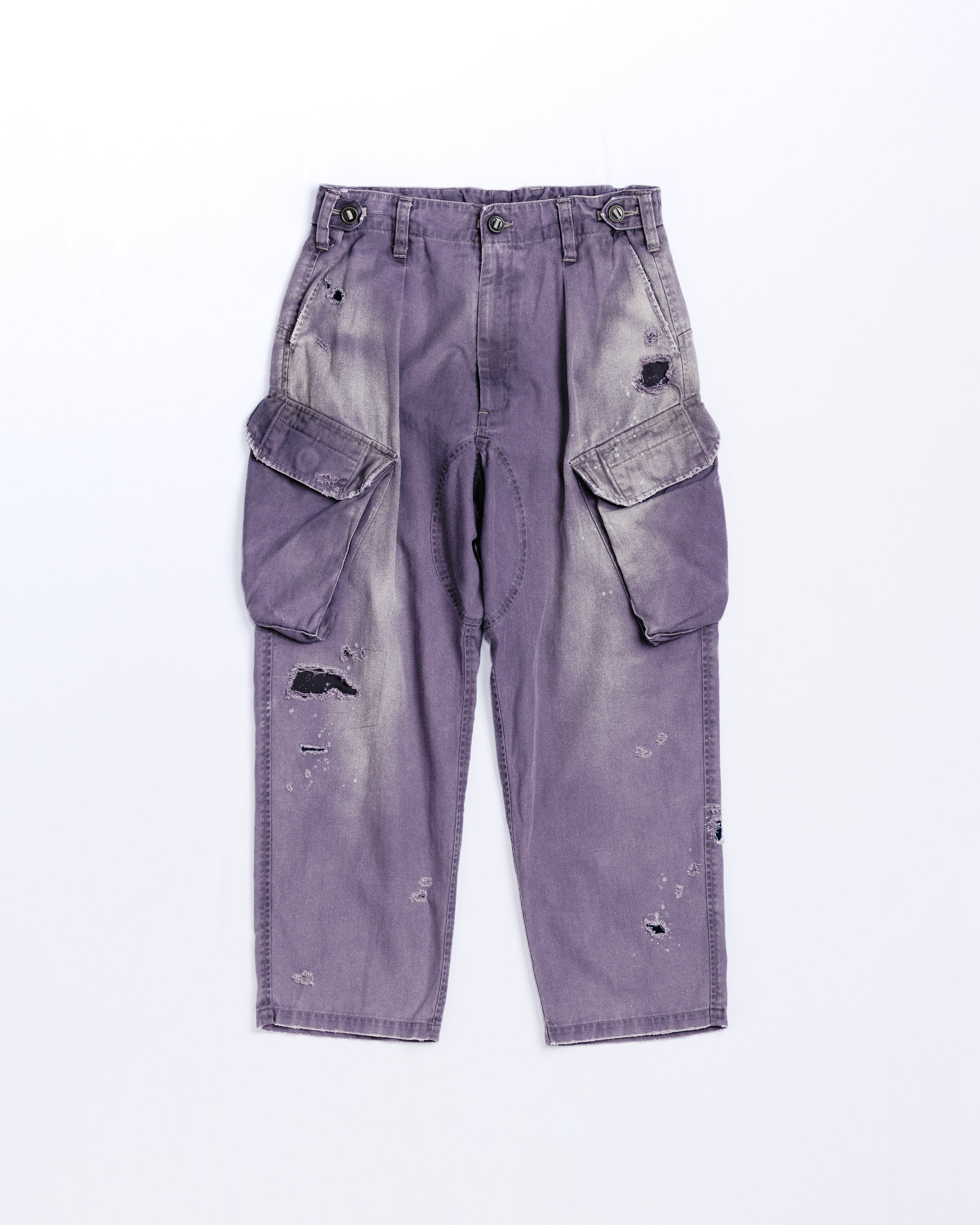 REMAKED HERRINGBONE COMBAT CARGO TROUSERS CHARCOAL