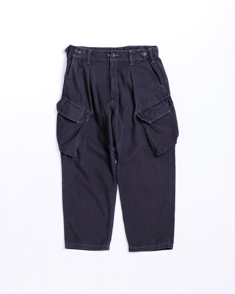 HERRINGBONE COMBAT CARGO TROUSERS CHARCOAL