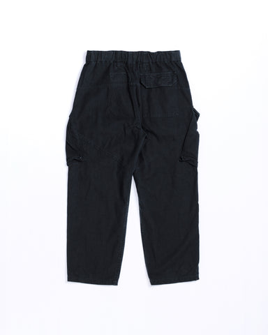HERRINGBONE COMBAT CARGO TROUSERS BLACK