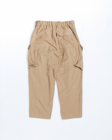 HERRINGBONE COMBAT CARGO TROUSERS KHAKI