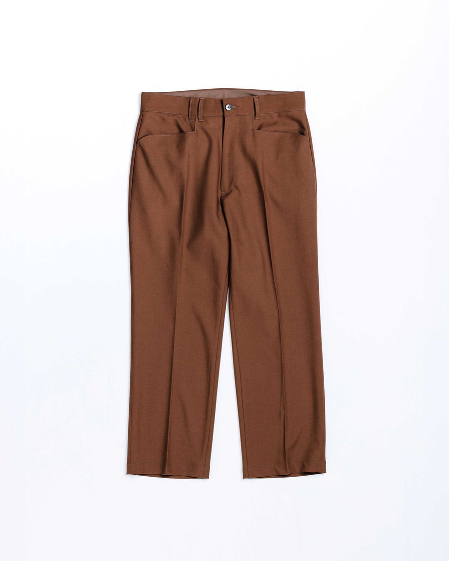 ANACHRONORM センタープレス Lポケット スラックス ブラウン | ポリエステルツイル シワになりにくい 年中使える メンズ 日本製