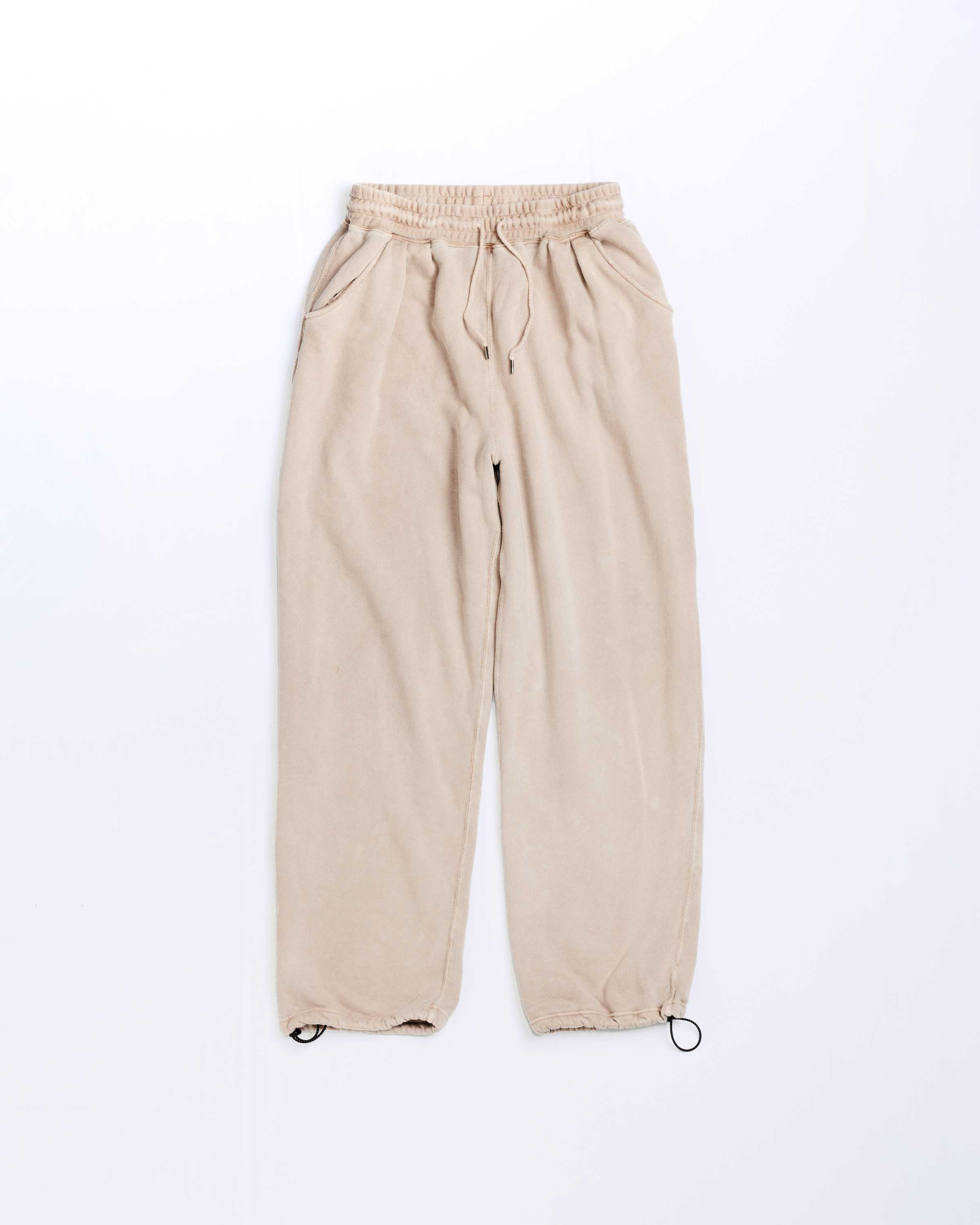 PIGMENT DYED TUCK WIDE SWEAT PANTS BEIGE