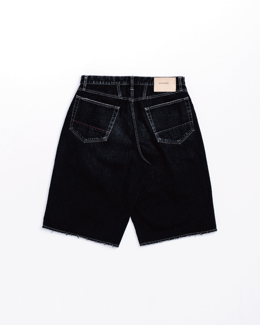 ANACHRONORM フロントヨーク デニムショーツ ブラック | 12oz ムラ糸デニム エイジング加工 アタリ ストリート 日本製