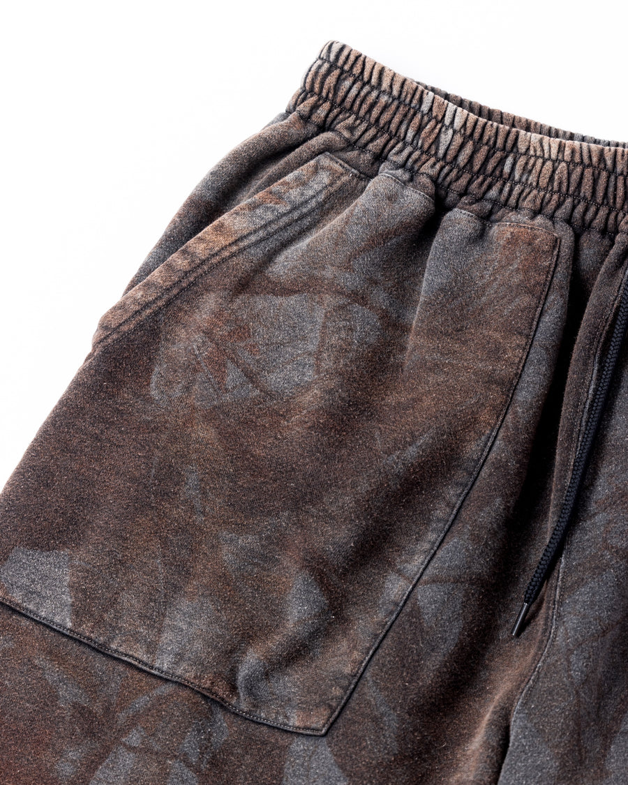 ANACHRONORM 硫化染め リアルツリー スウェットショーツ サルファーブラック | 硫化染め サステナブルブリーチ カモフラージュ柄 コットン100%