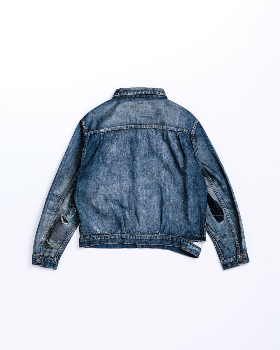 ANACHRONORM リメイク ダブルポケット デニムジャケット インディゴ | 507XX 2ndタイプ 11.5ozデニム ハードダメージ パッチワーク 日本製
