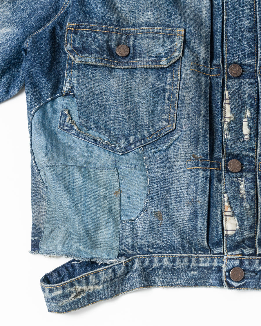 ANACHRONORM リメイク ダブルポケット デニムジャケット インディゴ | 507XX 2ndタイプ 11.5ozデニム ハードダメージ パッチワーク 日本製