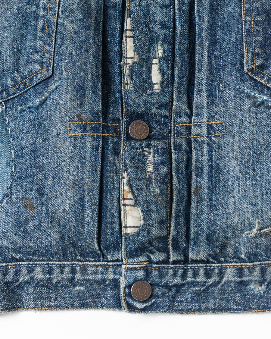 ANACHRONORM リメイク ダブルポケット デニムジャケット インディゴ | 507XX 2ndタイプ 11.5ozデニム ハードダメージ パッチワーク 日本製