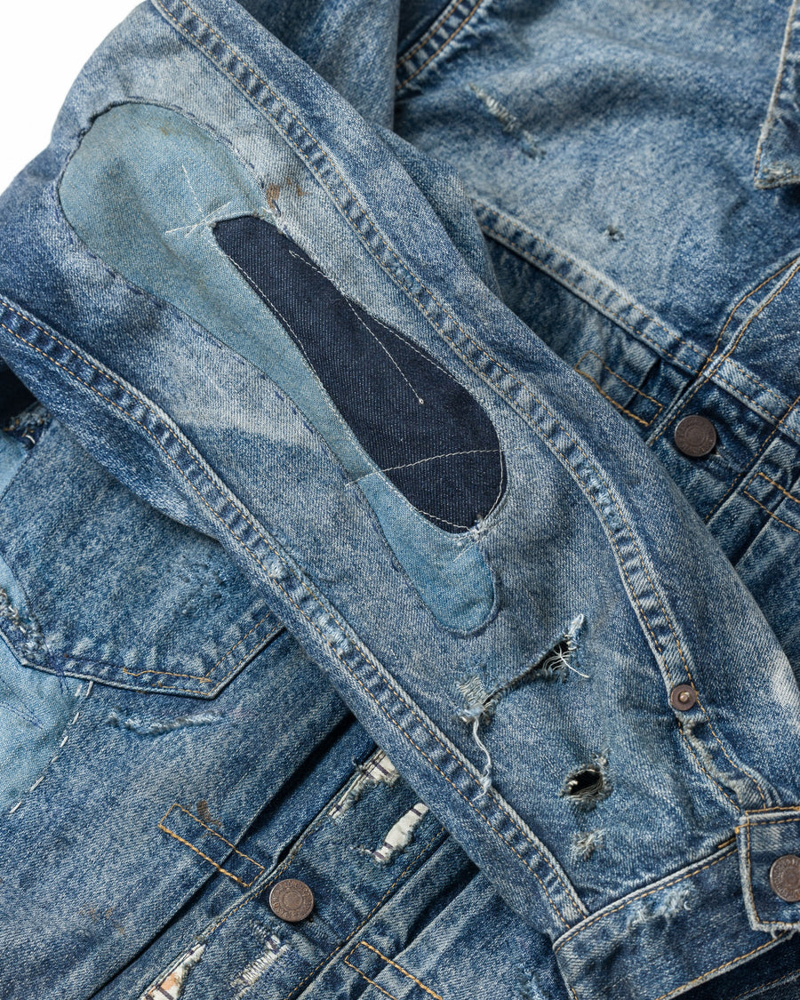 ANACHRONORM リメイク ダブルポケット デニムジャケット インディゴ | 507XX 2ndタイプ 11.5ozデニム ハードダメージ パッチワーク 日本製