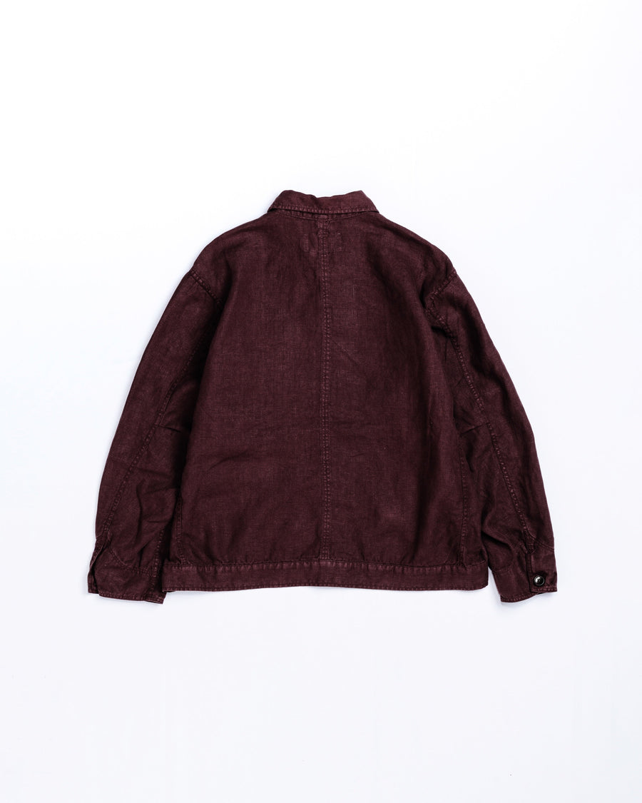 ANACHRONORM / SULFUR DYED LINEN UTILITY JACKET - BURGUNDY