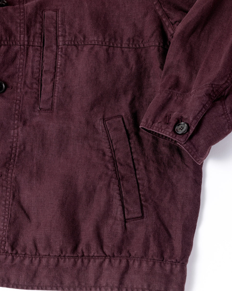 ANACHRONORM / SULFUR DYED LINEN UTILITY JACKET - BURGUNDY