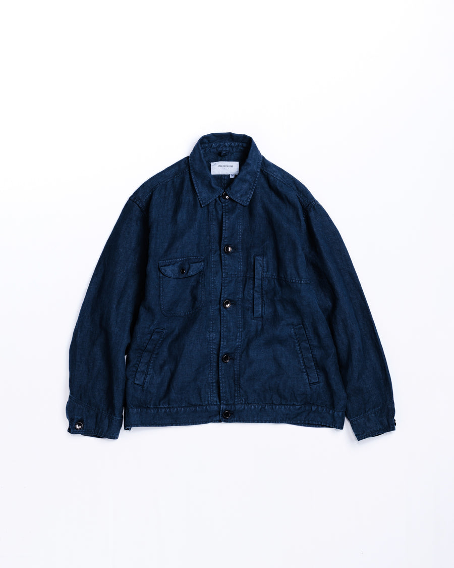 SULFUR DYED LINEN UTILITY JACKET NAVY