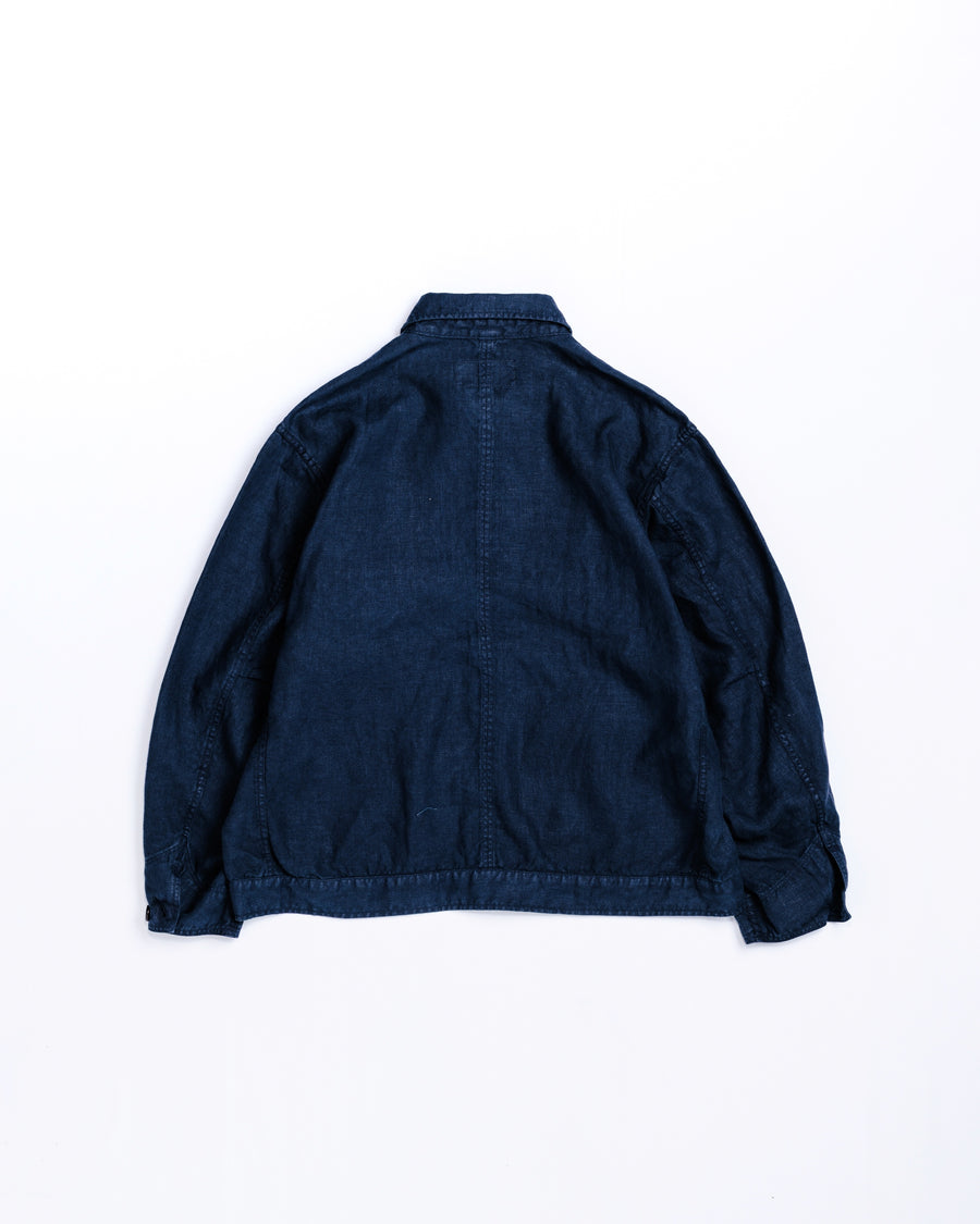 SULFUR DYED LINEN UTILITY JACKET NAVY
