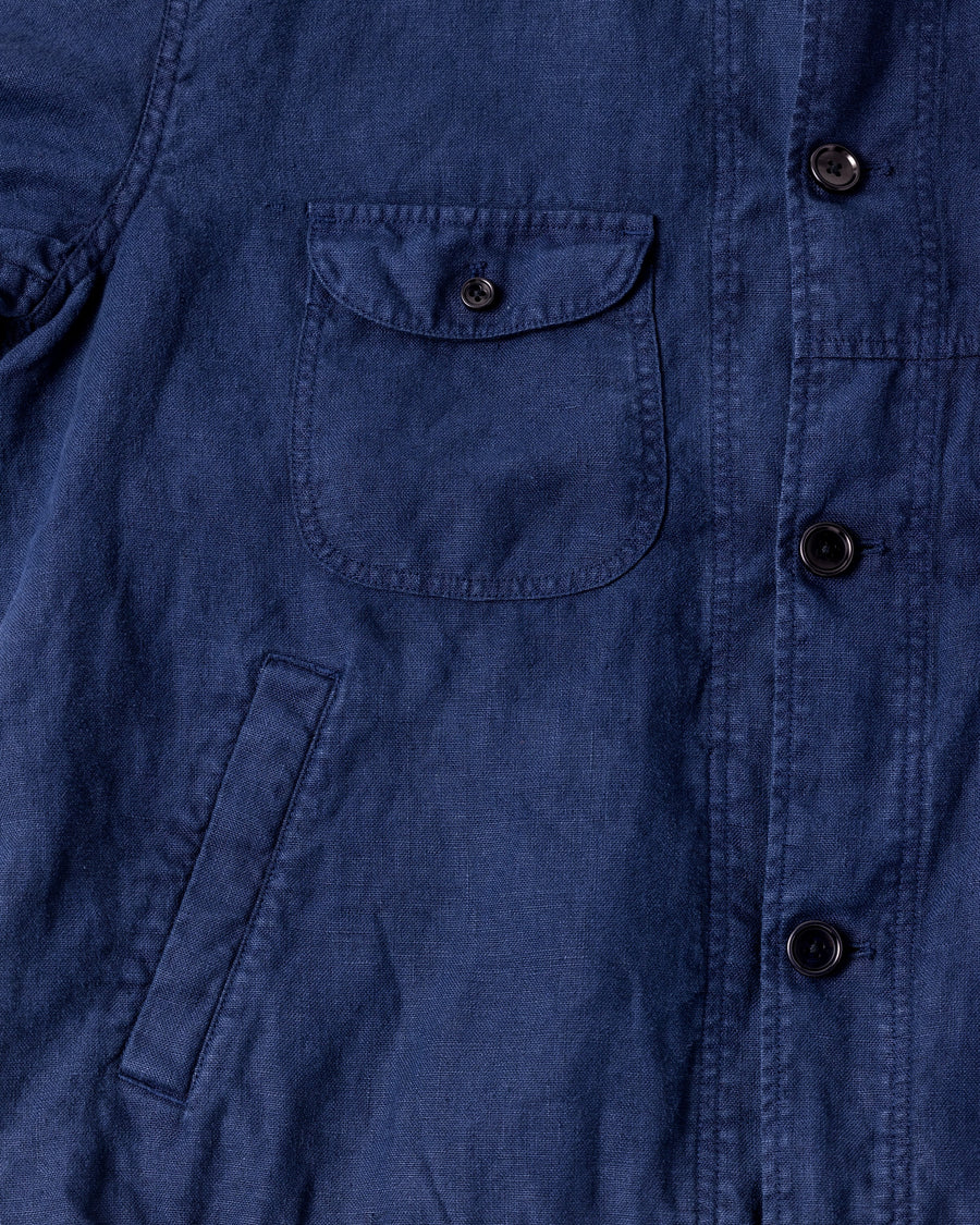 SULFUR DYED LINEN UTILITY JACKET NAVY