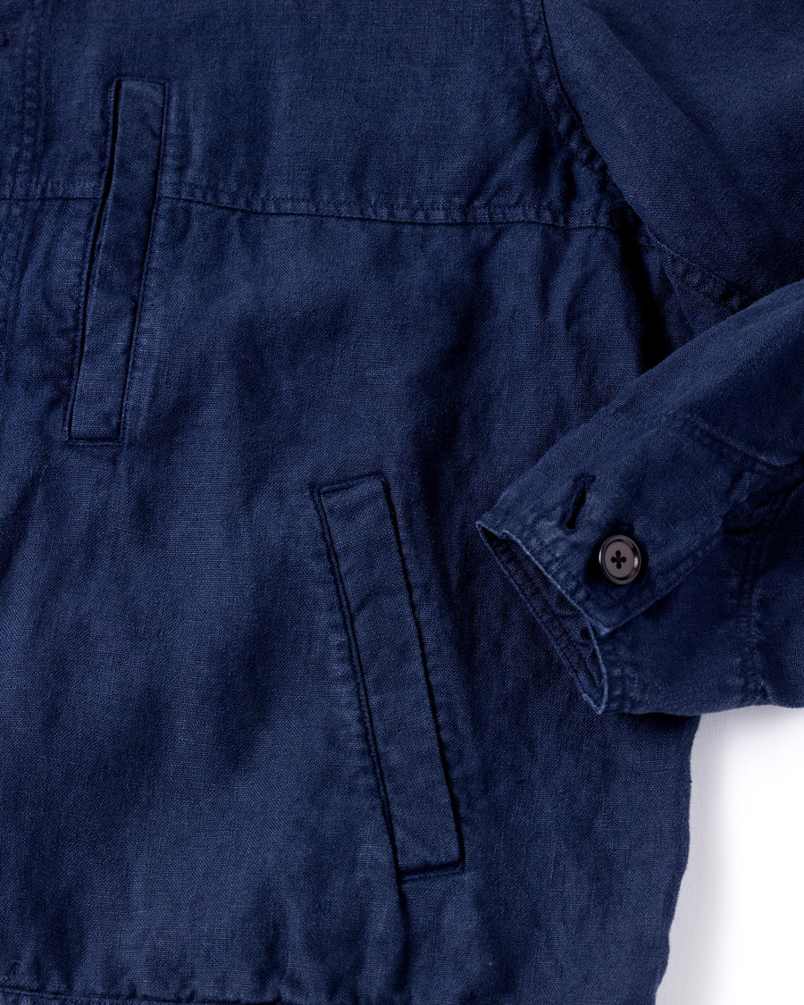 SULFUR DYED LINEN UTILITY JACKET NAVY