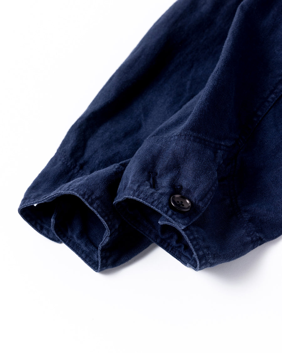 SULFUR DYED LINEN UTILITY JACKET NAVY