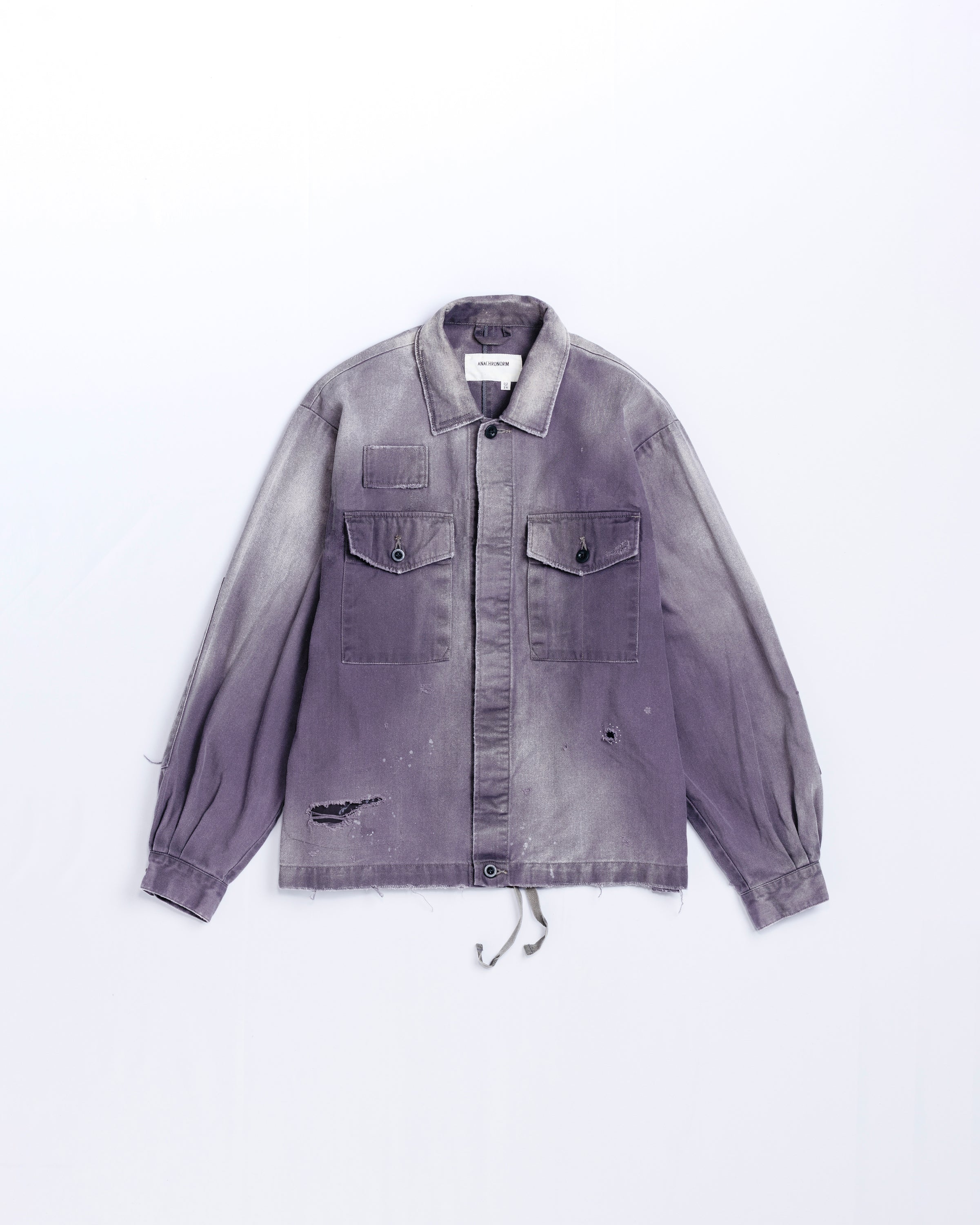 Remaked REMAKED HERRINGBONE MILITARY SHIRTS JACKET CHARCOAL – ANACHRONORM