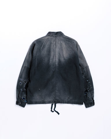 REMAKED HERRINGBONE MILITARY SHIRTS JACKET BLACK