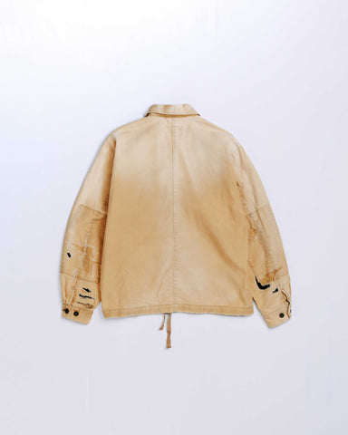 REMAKED HERRINGBONE MILITARY SHIRTS JACKET KHAKI