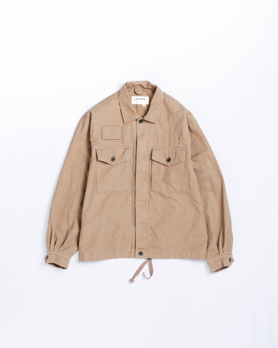 HERRINGBONE MILITARY SHIRTS JACKET KHAKI
