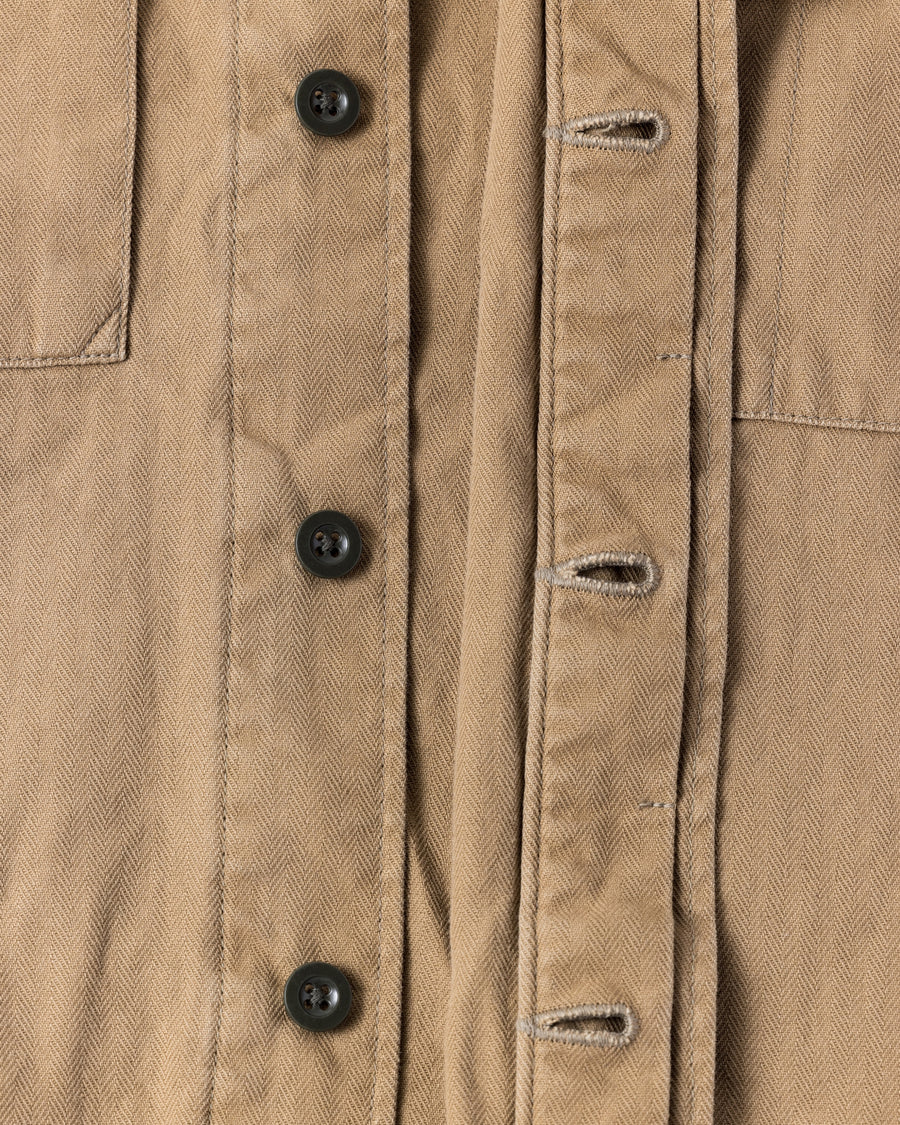 HERRINGBONE MILITARY SHIRTS JACKET KHAKI