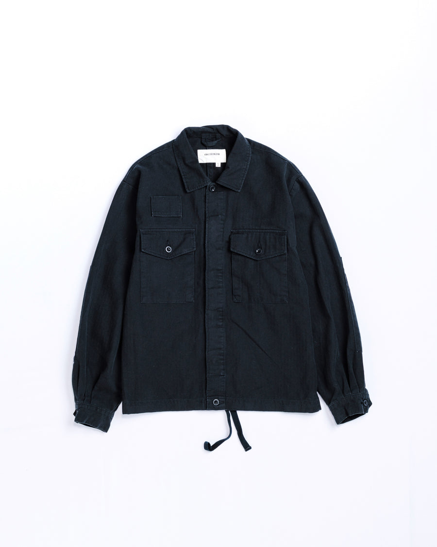 HERRINGBONE MILITARY SHIRTS JACKET BLACK