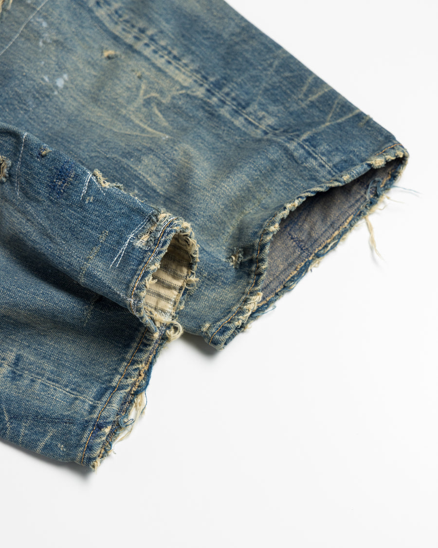 CONTEXT-002-RE DRAPED STRAIGHT 5P DENIM PANTS – TIME RECONSTRUCTED INDIGO(REMAKE)  FRONT UNDER UP