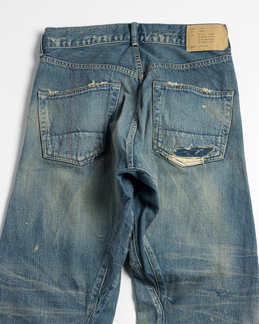 CONTEXT-002-RE DRAPED STRAIGHT 5P DENIM PANTS – TIME RECONSTRUCTED INDIGO(REMAKE)  BACK UP
