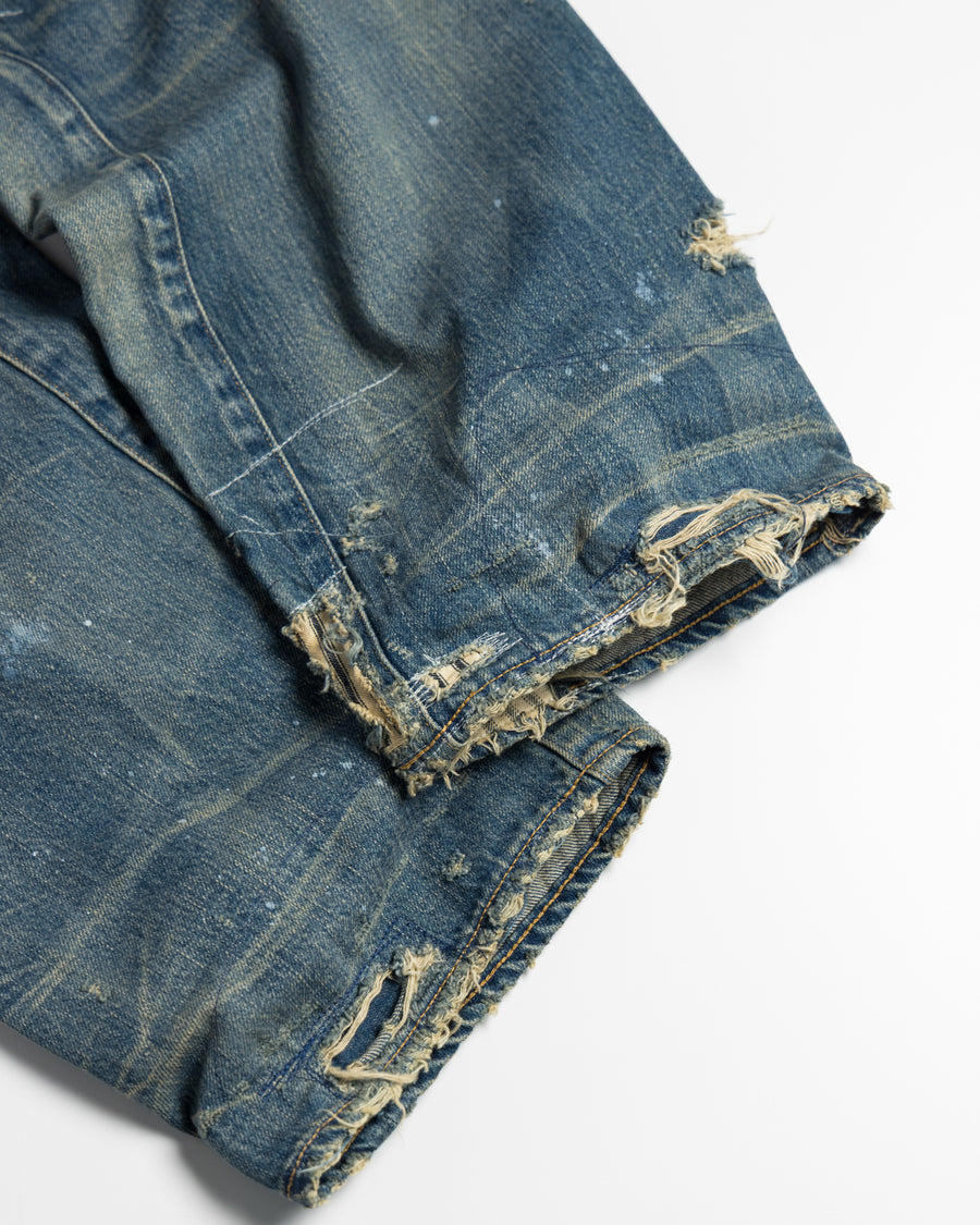 CONTEXT-002-RE DRAPED STRAIGHT 5P DENIM PANTS – TIME RECONSTRUCTED INDIGO(REMAKE)  BACK UNDER UP