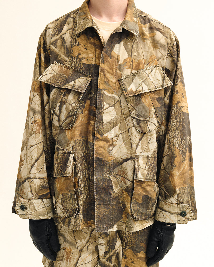 リップストップオリジナルリアルツリー生地を使用したファティーグジャケット