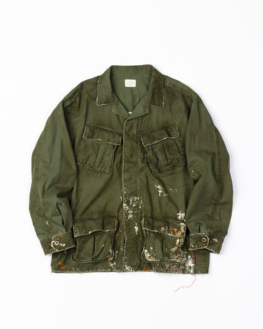 AN241  DIRT PAINT FATIGUE JACKET OLIVE