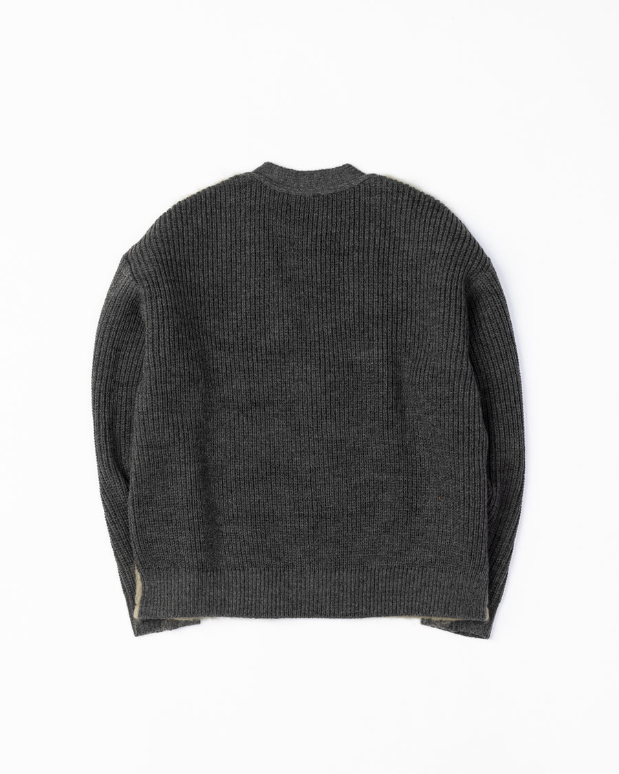 AN257 MOHAIR COMBINATION CARDIGAN CHARCOAL