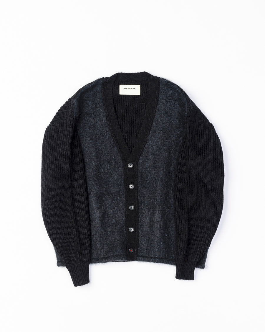 AN257 MOHAIR COMBINATION CARDIGAN BLACK
