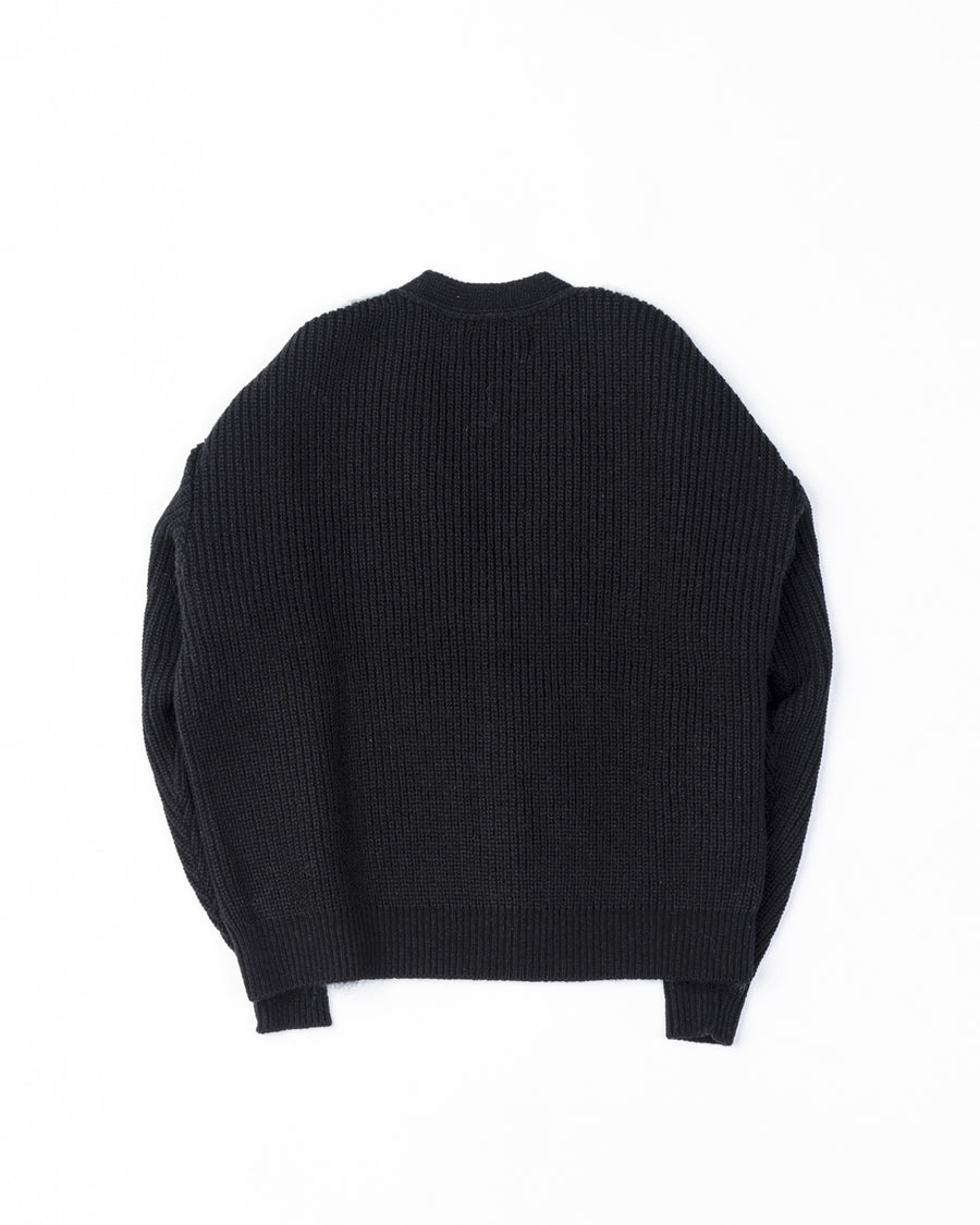 AN257 MOHAIR COMBINATION CARDIGAN BLACK