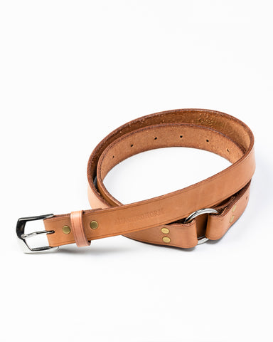ANBB039 PINBUCKLE  RING LEATHER BELT NATURAL