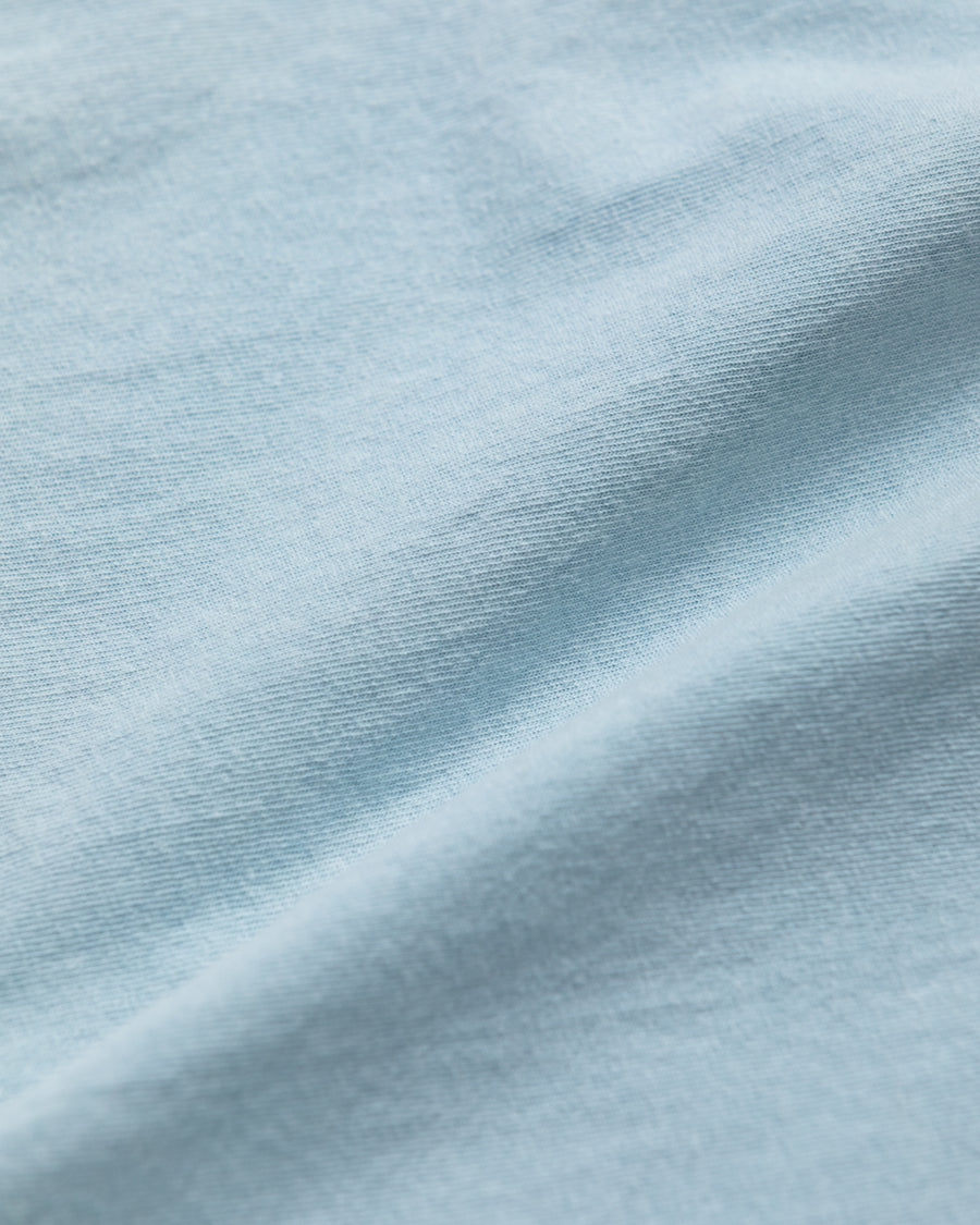 ANACHRONORM スペースニードル ダメージ ロングスリーブTシャツ サックス | ステイフレッシュコットン サステナブルブリーチ ステンシルプリント 左胸刺繍 一点一点