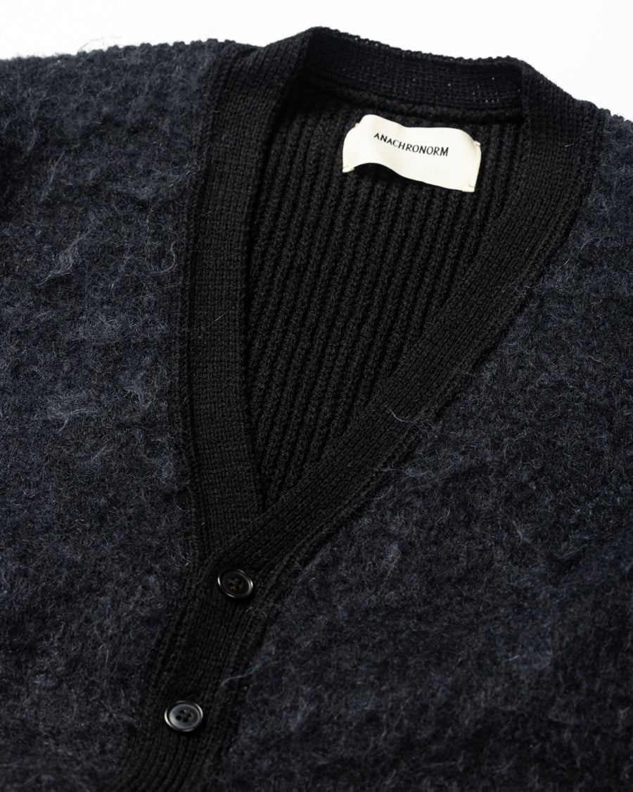 AN257 MOHAIR COMBINATION CARDIGAN BLACK