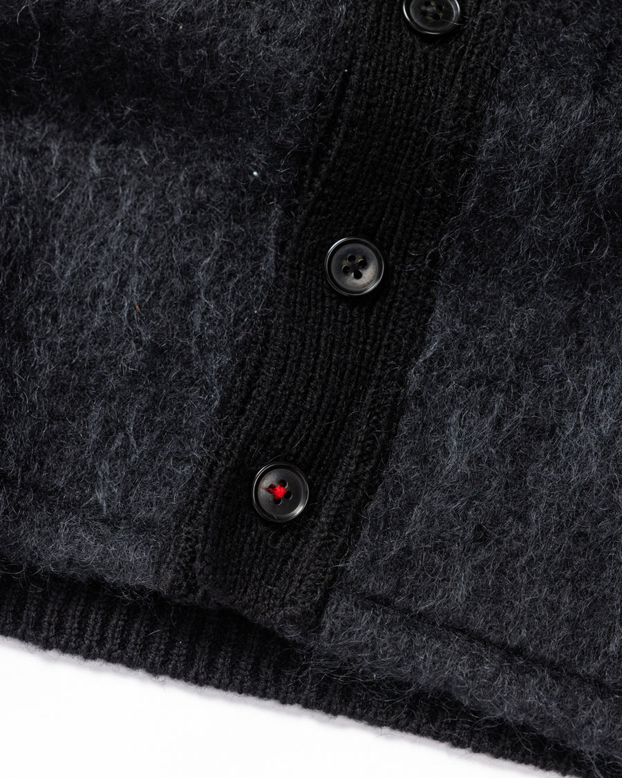 AN257 MOHAIR COMBINATION CARDIGAN BLACK