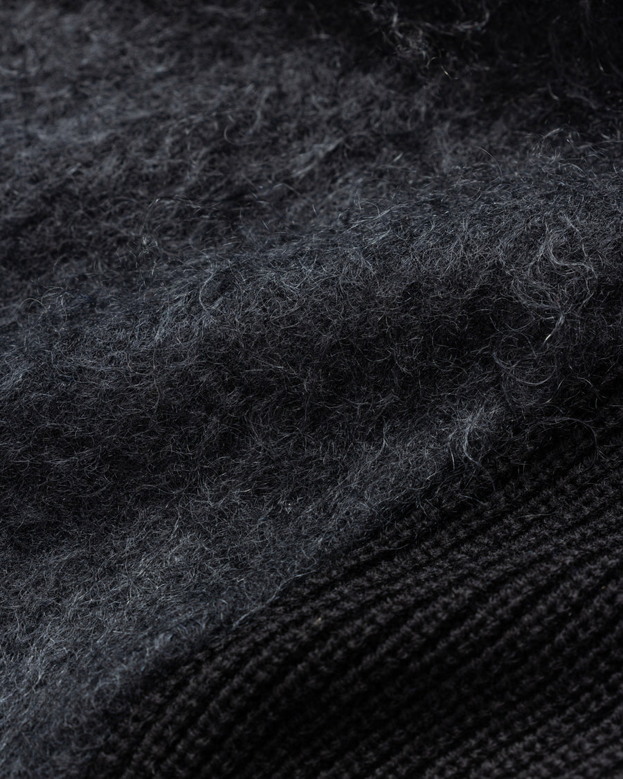 AN257 MOHAIR COMBINATION CARDIGAN BLACK