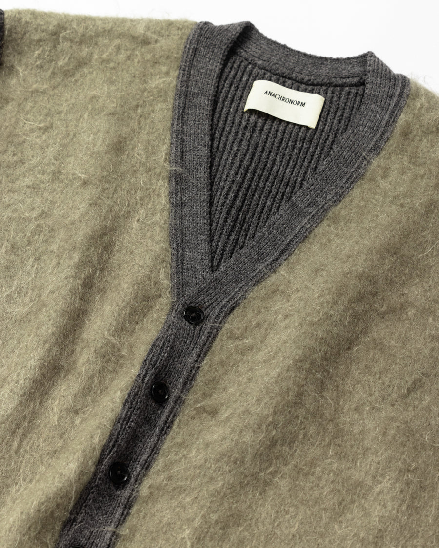AN257 MOHAIR COMBINATION CARDIGAN CHARCOAL