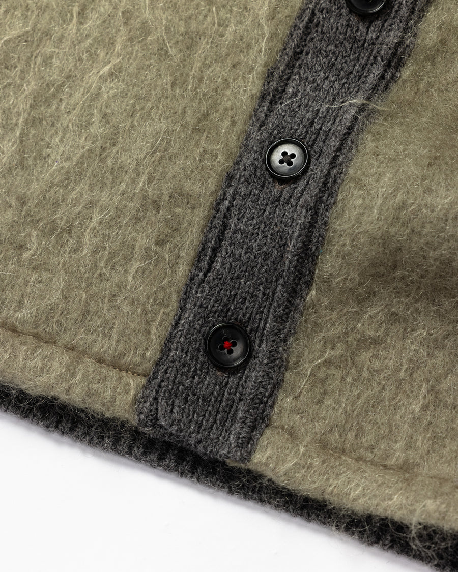 AN257 MOHAIR COMBINATION CARDIGAN CHARCOAL