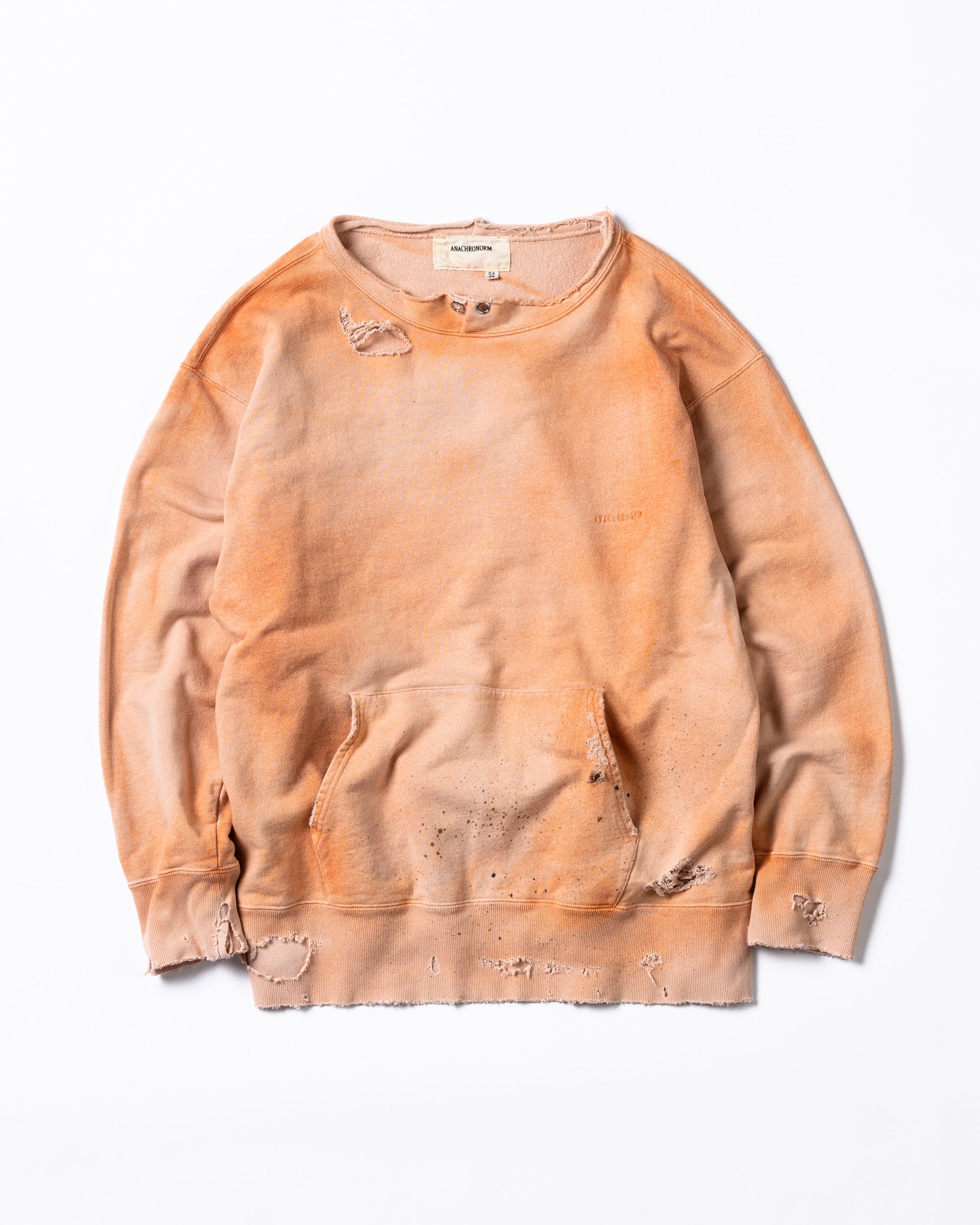 AN269 DYED CUT-OFF SWEAT PARKA ORANGE