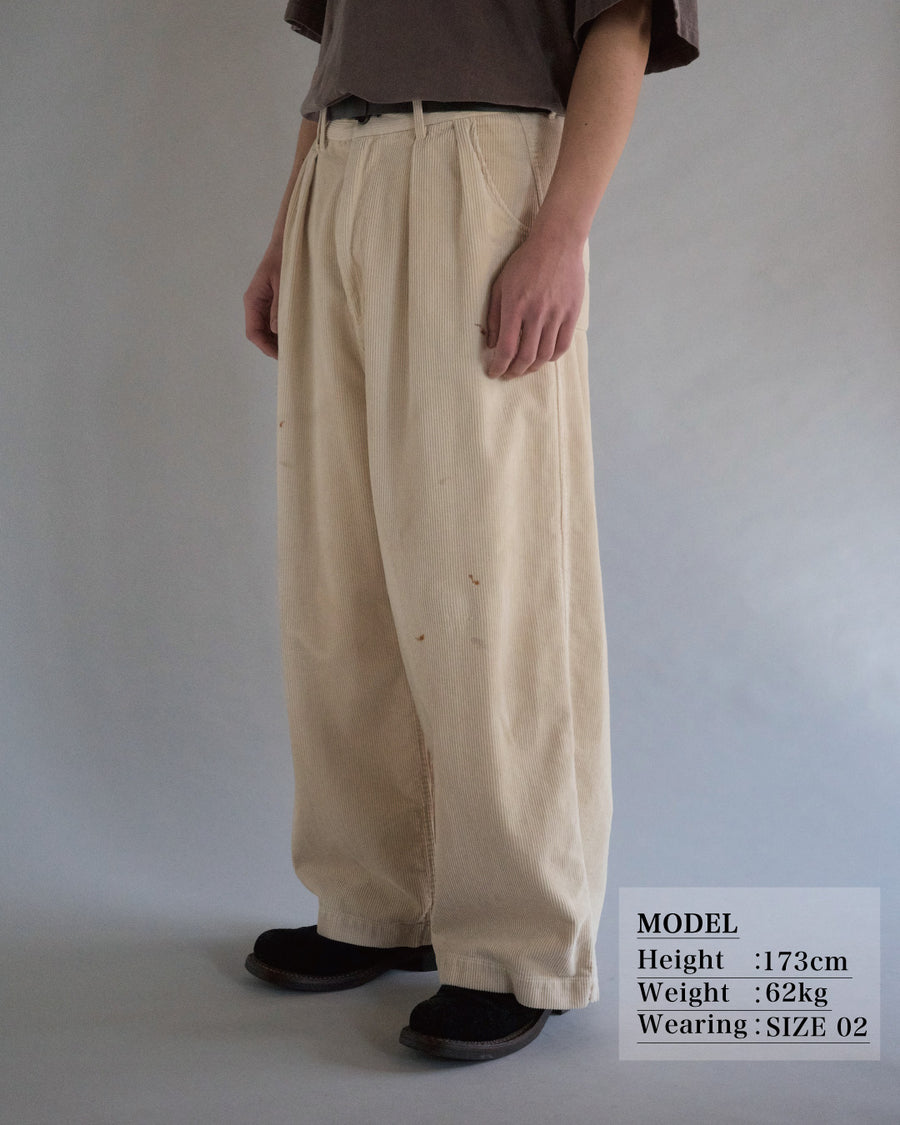 ANACHRONORM コーデュロイ タック ワイドパンツ キナリ | コーデュロイ フロントタック 陰影 素材再構築 一点一点 日本製