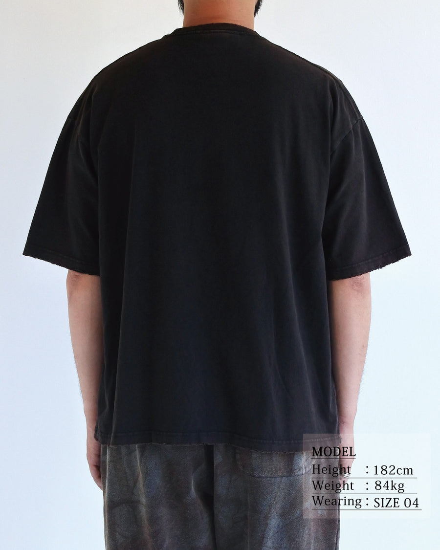 DAMAGED EMB S/S T-S BLACK