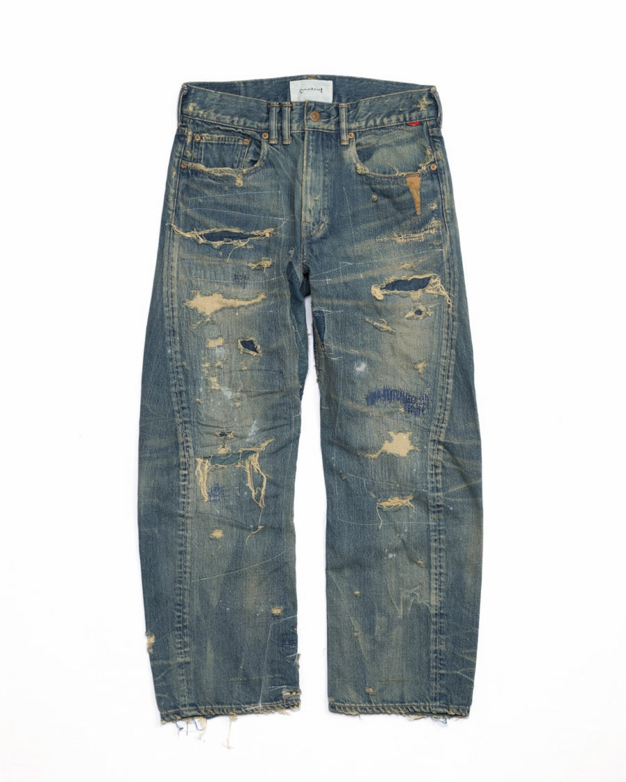 CONTEXT-002-RE DRAPED STRAIGHT 5P DENIM PANTS – TIME RECONSTRUCTED INDIGO(REMAKE)