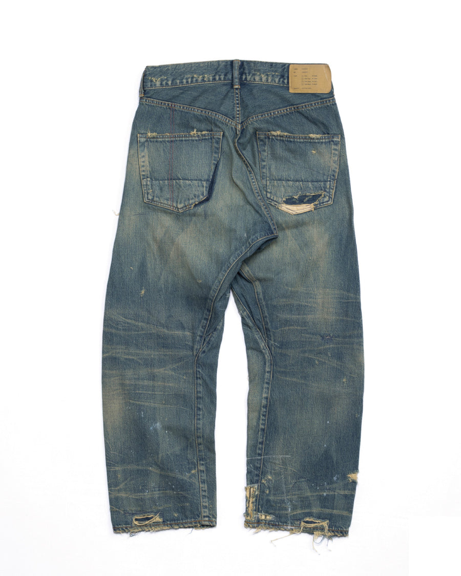 CONTEXT-002-RE DRAPED STRAIGHT 5P DENIM PANTS – TIME RECONSTRUCTED INDIGO(REMAKE) BACK