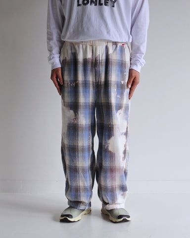 AN317 FLANNEL BLEACH HEM TUCK EASY PANTS GRAY