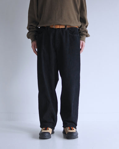 AN325 SULFUR DYED CORDUROY 5P WIDE PANTS SULFUR BLACK