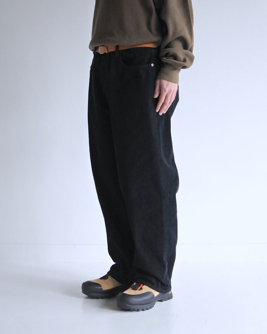 AN325 SULFUR DYED CORDUROY 5P WIDE PANTS SULFUR BLACK