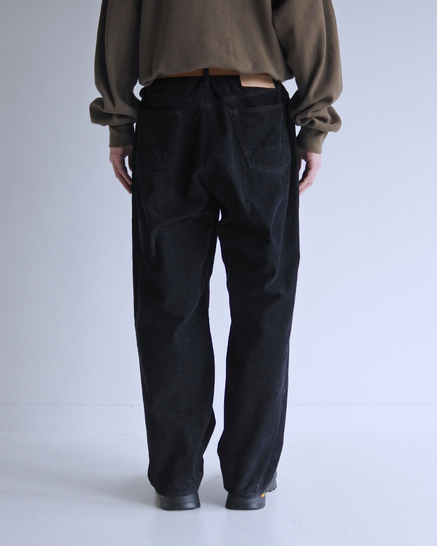 AN325 SULFUR DYED CORDUROY 5P WIDE PANTS SULFUR BLACK